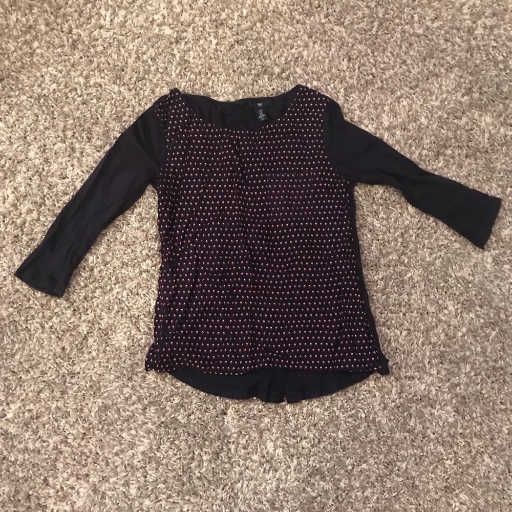 GAP 3/4 length sleeve patterned navy blue blouse